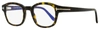 Tom Ford Men's Blue Block Eyeglasses Tf5808b 052 Dark Havana 49mm In Multi