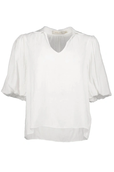 Bishop + Young Sofia Bubble Sleeve Top In Blanc In White