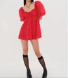 For Love & Lemons Hannah Mini Dress In Red Floral In Multi