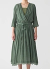 Pas De Calais Botanical Dye Belted Dress In Green In Green