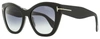 Tom Ford Women's Butterfly Sunglasses Tf940 Cara 01d Black 56mm In Multi