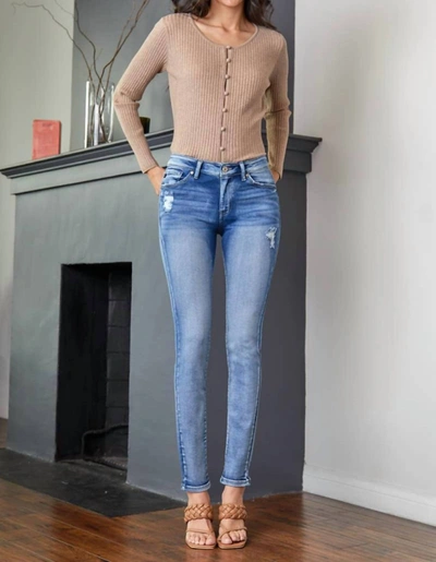 Kancan Mid Rise Super Skinny Jean In Blue