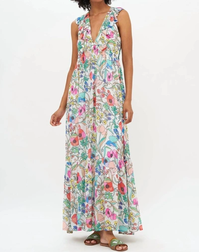 Oliphant Ruffle V-neck Maxi Dress In Zinnia Multi