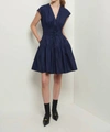 Derek Lam 10 Crosby Tora V-neck Mini Dress In Blue