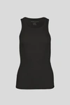 Majestic Lyocell Cotton Baby Rib Tank In Black In Black