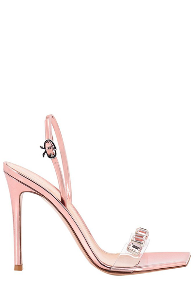 Gianvito Rossi Ribbon Heeled Sandals In Pink