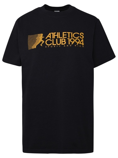 Sporty And Rich Sporty & Rich Logo Printed Crewneck T In Black