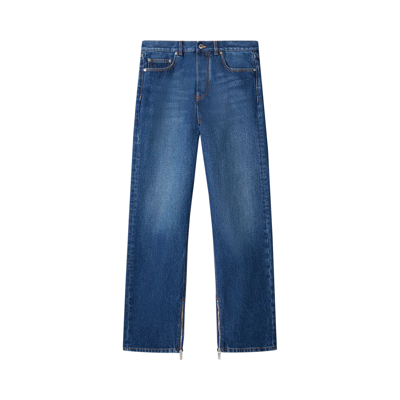 Pre-owned Off-white Arrow Tab Zip Detail Skate Jeans 'medium Blue'