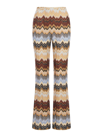 Missoni Zigzag Flared Trousers In Neutrals