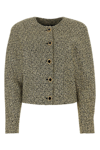 Alessandra Rich Sequin-embellished Cotton-blend Tweed Jacket In Yellow Black