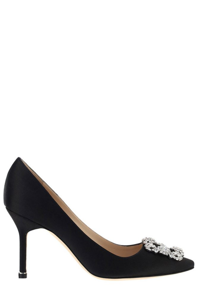 Manolo Blahnik Hangisi Embellished Buckle Pumps In Black