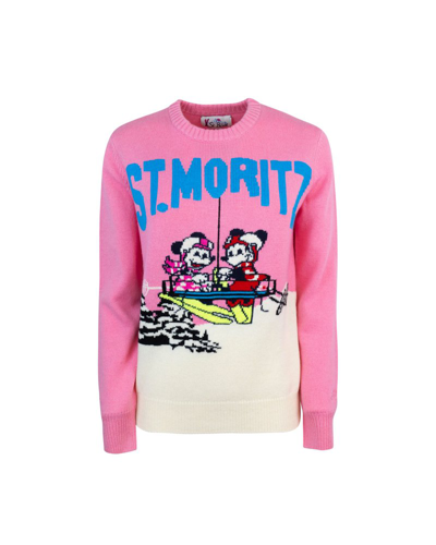 Mc2 Saint Barth St.moritz Intarsia Knit Jumper In Pink