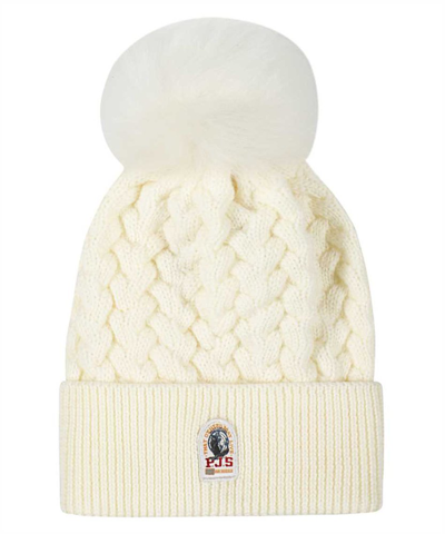 Parajumpers Knitted Beanie With Pom-pom In Panna