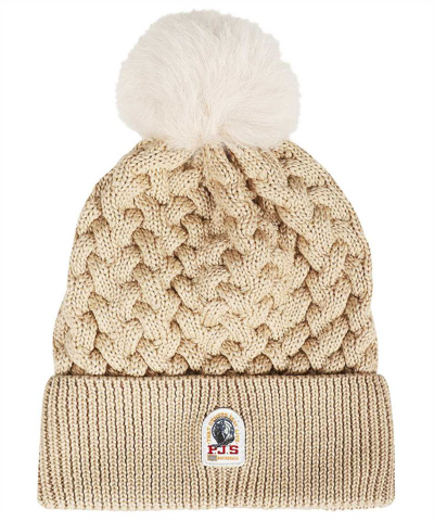 Parajumpers Knitted Beanie With Pom-pom In Camel
