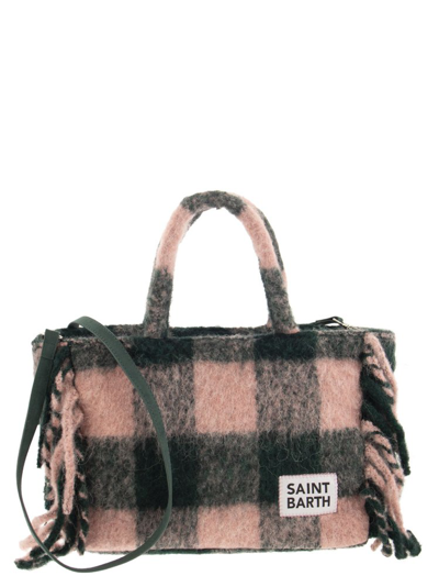 Mc2 Saint Barth Logo Patch Checked Tote Bag In Green