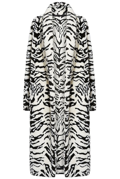 Attico White Zebra-print Faux-fur Coat In Black