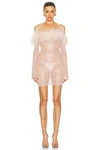 Santa Feathers Mini Dress In Blush
