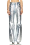 Rabanne Metallic High-rise Straight Pants In Light Silver