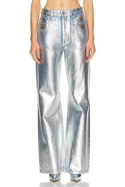 Rabanne Metallic Wide Leg Pant In Light Silver