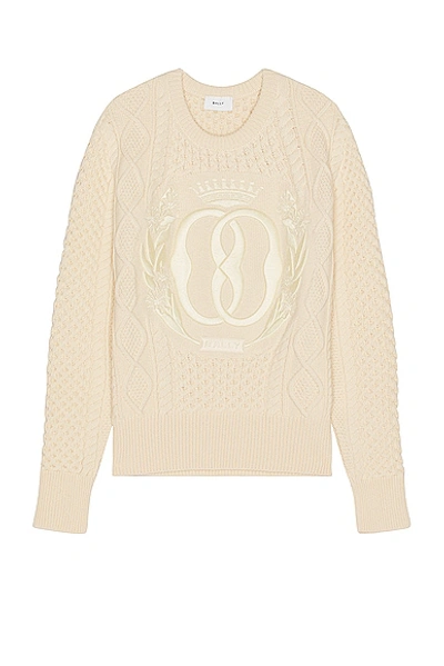 Bally Knitted Wool Crewneck Sweater In Neutrals