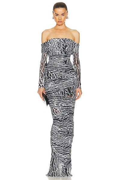 Ser.o.ya Chanda Gown In Grey Ocelot