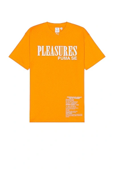 Puma X Pleasures Typo Cotton T-shirt In Orange