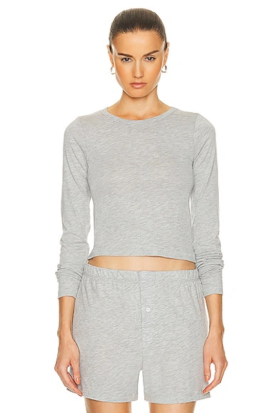 Éterne Gray Cropped Long Sleeve T-shirt In Grey