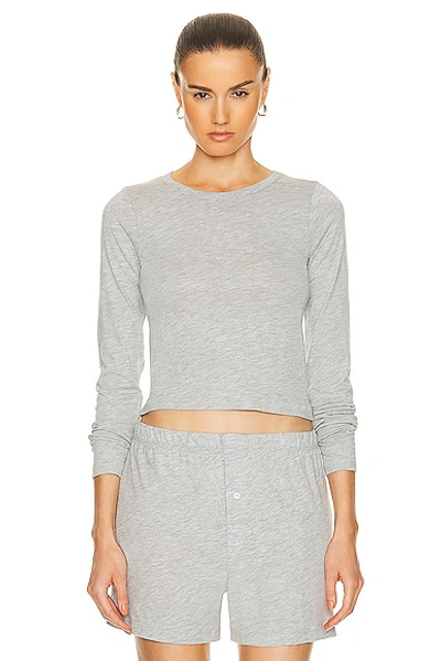 Éterne Gray Cropped Long Sleeve T-shirt In Heather Grey