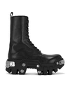 Balenciaga Bulldozer Platform Leather Boots In Black  Silver