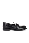 Miu Miu Black Leather Loafers In Spazzolato Bicolor