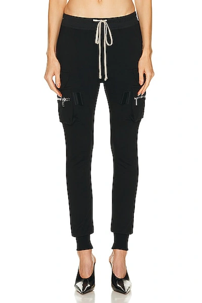 Rick Owens Mastodon Satin-trimmed Cotton-jersey Track Trousers In Black