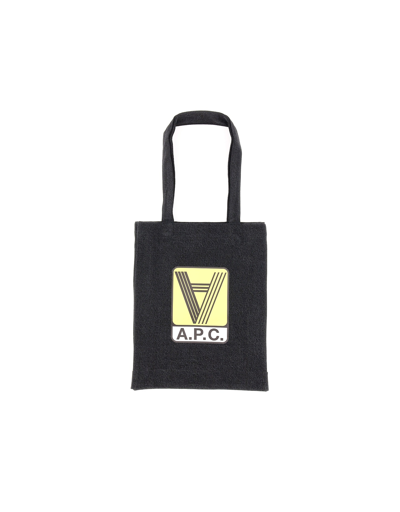Apc Black Lou Denim Tote In Noir