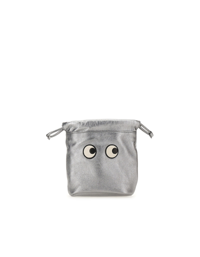 Anya Hindmarch Pouch Eyes With Drawstring In Argenté