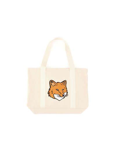 Maison Kitsuné Fox Head Tote Bag In Brown