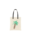 Palm Angels Men's Cotton Canvas Shopping Bag In Blanc