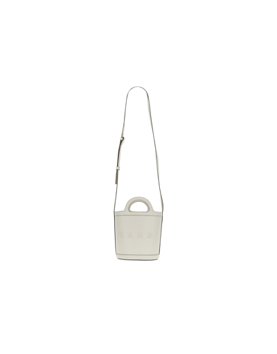 Marni Designer Handbags Tropicalia Small Bucket Bag In Cream
