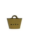Marni Tropicalia Small Green In Raffia And Leather In Khaki