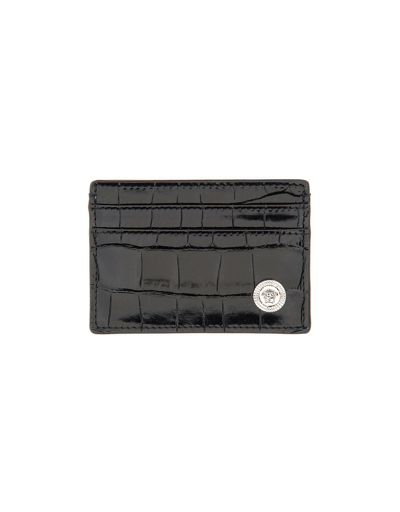 Versace Designer Men's Bags Jellyfish Biggie Card Holder In Noir