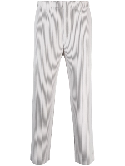 Issey Miyake Plissé-effect Straight-leg Trousers In Grey