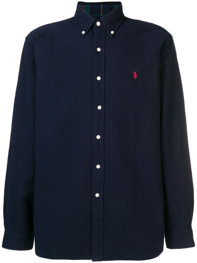 Polo Ralph Lauren Embroidered Logo Button-down Shirt In Navy