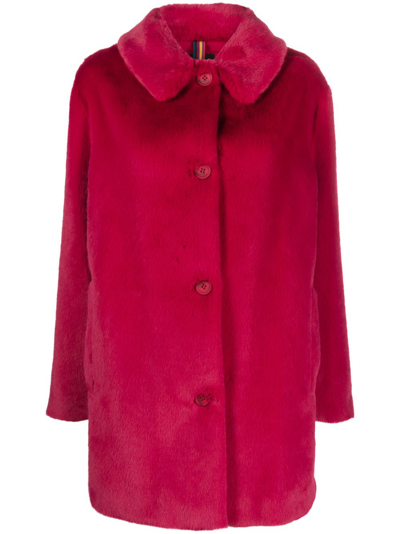 Ps By Paul Smith Spread-collar Single-breasted Coat In Red