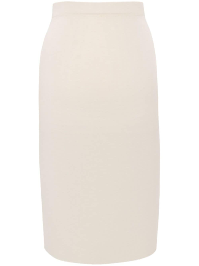 Saint Laurent 松紧腰身针织铅笔半身裙 In White