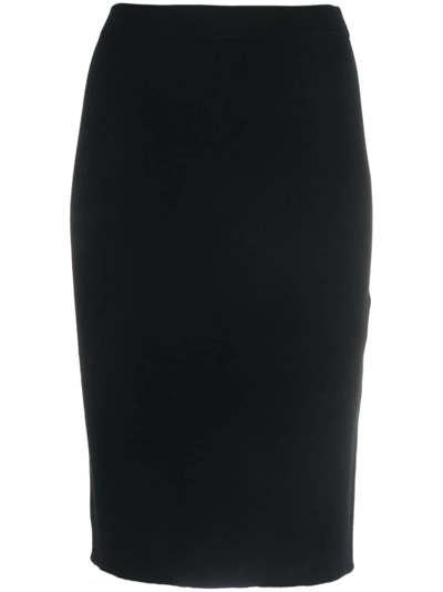 Saint Laurent Wool Midi Pencil Skirt In Black