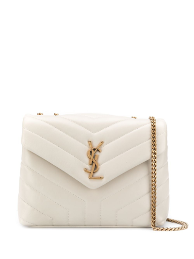 Saint Laurent Monogram Loulou Small Leather Shoulder Bag In White