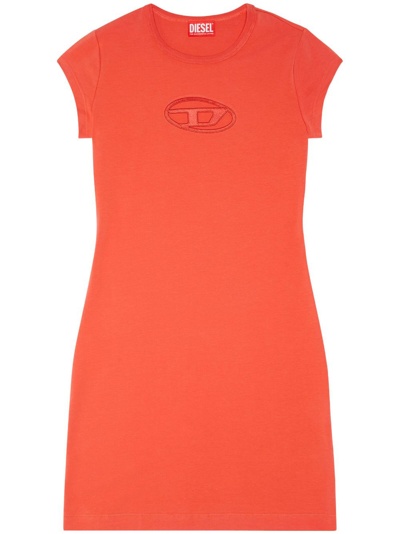 Diesel Embroidered Cotton Dress In Red