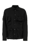 Botter Satin Shirt With Multiple Pockets And Adjustable Cuffs In Black
