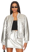 Apparis Metallic-effect Bomber Jacket In Metallic Silver