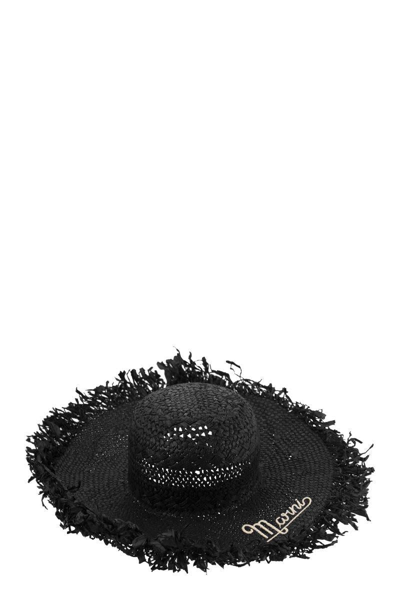Marni Raffia Hat With Logo In Black