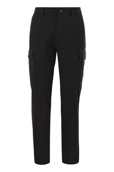 Moncler Jersey Cargo Trousers In Black