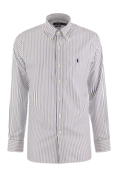 Polo Ralph Lauren Custom-fit Striped Cotton Shirt In White/blue